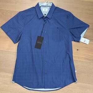 7 Diamonds Mens Size Large Navigator 4 Way Stretch Short Sleeve Button-up - Blue